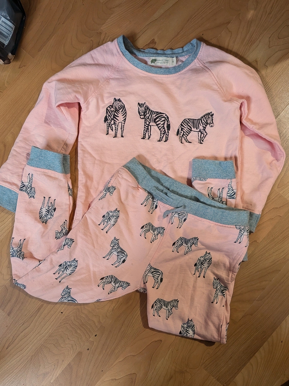 Monica + Andy Girls Size 8 Pink Zebra Organic Cotton Pajama Set